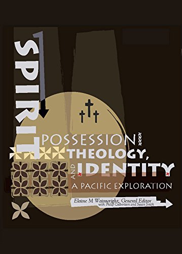 Book cover with brown background, circular graphic, three crosses, and geometric patterns.