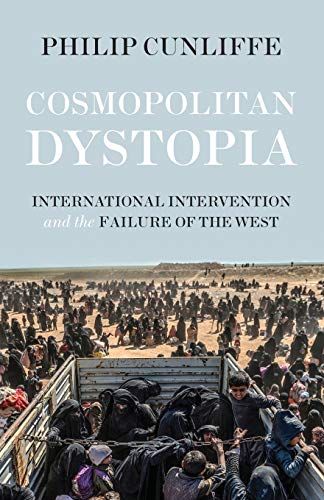 Book cover: “Cosmopolitan Dystopia” with image of a crowded refugee camp.