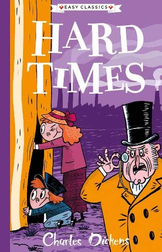Book cover for "Hard Times" by Charles Dickens with illustrated characters.