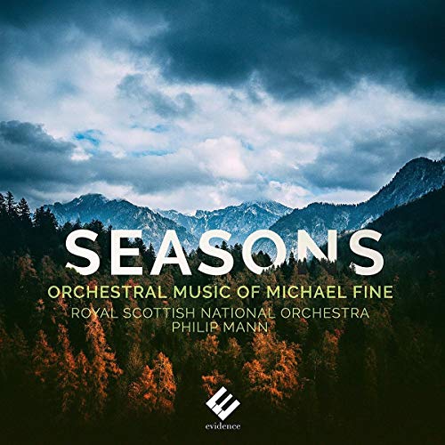 "Album cover with 'SEASONS' title, mountains, and trees under a cloudy sky."