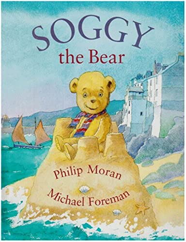 Book cover: Soggy the Bear, a yellow bear on a sandy hill.