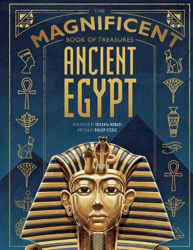 Book cover: “The Magnificent Book of Treasures: Ancient Egypt” with a pharaoh’s mask.