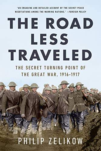 Book cover: "The Road Less Traveled" with soldiers in a muddy field.