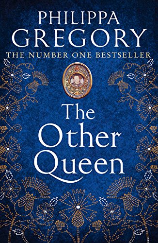 Book cover: "The Other Queen" by Philippa Gregory, blue and gold floral design.