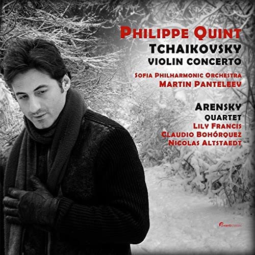 CD cover featuring Philippe Quint against a snowy background with text listing the composers.