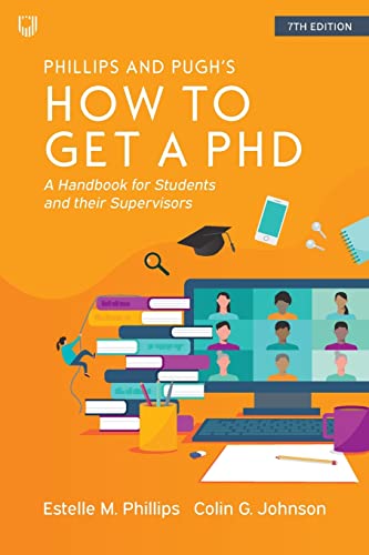 Book cover: "How to Get a PhD" with academic imagery and orange background.