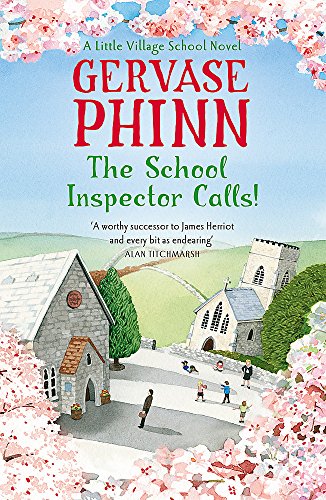Book cover depicting a village school and church with pink blossoms.