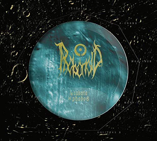 CD with a teal planet design and gold stylized text on a lunar background.