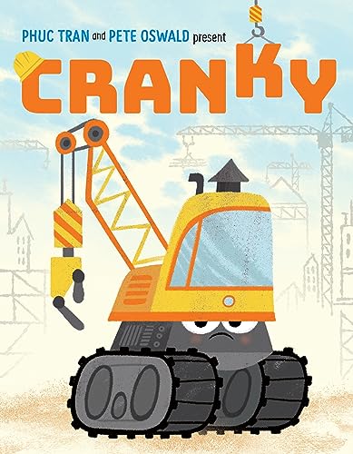 Illustration of a yellow and gray construction vehicle with a sad face.