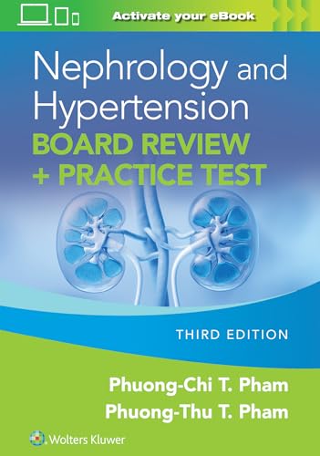 Book cover: “Nephrology and Hypertension Board Review” with kidney illustration.