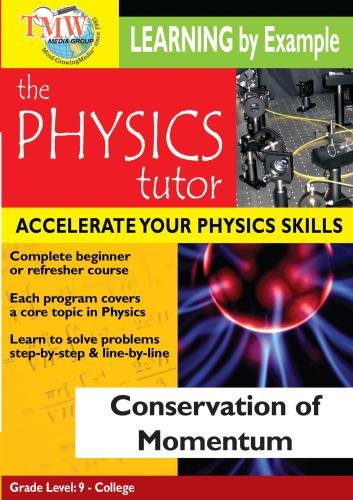 DVD cover for The Physics Tutor: Conservation of Momentum featuring scientific equipment and plasma imagery.
