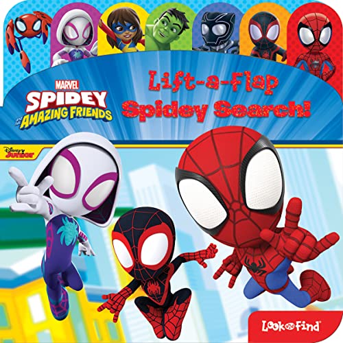 Spidey and his friends featured on a colorful lift-a-flap book cover.