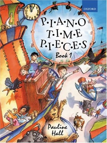 Colorful piano music book cover with children, animals, and a carousel.