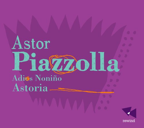 CD cover for Astor Piazzolla’s “Adios Nonino” with purple and teal design.