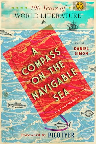 Book cover with red title and ocean waves, celebrating world literature.