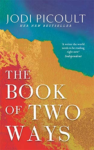 Book cover with bold red title, abstract landscape, and author name.