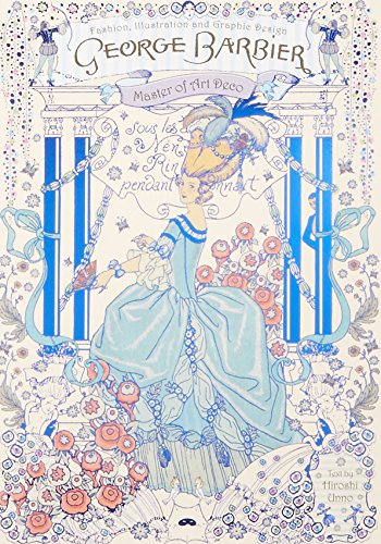 Art Deco book cover illustration featuring a woman in a blue gown and flowers.