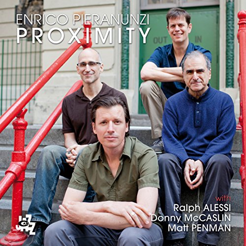 CD cover featuring four men on outdoor steps, jazz musicians.