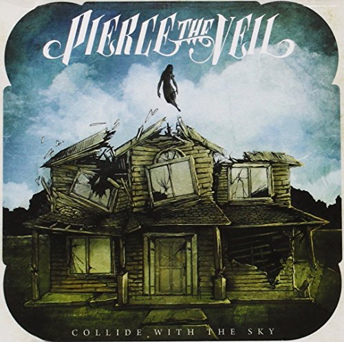 CD cover of "Pierce The Veil - Collide with the Sky" featuring a floating house in the sky.