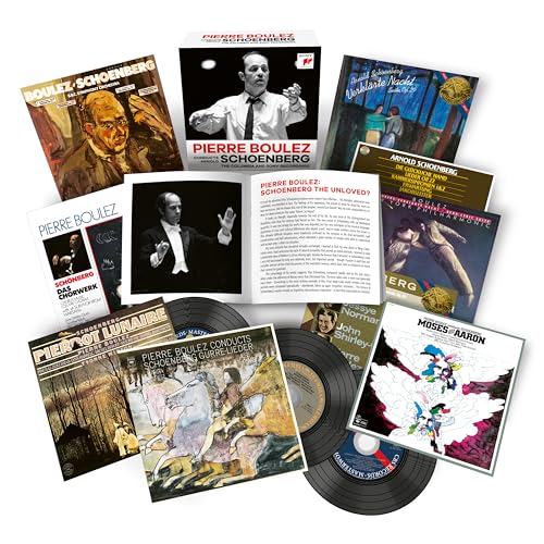 CD box set featuring Pierre Boulez conducting Arnold Schoenberg recordings.