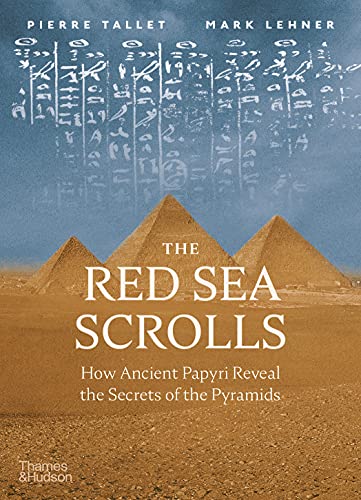 Book cover with pyramids, ancient script, and the title “The Red Sea Scrolls.”