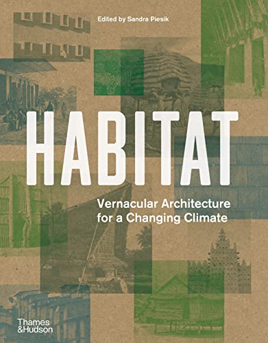 Book cover with architectural images and large white text: “HABITAT”.