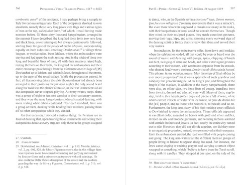 Open book pages displaying old-style text about 17th-century travels in Persia.