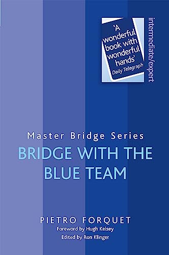 Book cover for "Bridge With The Blue Team" with blue and purple stripes.