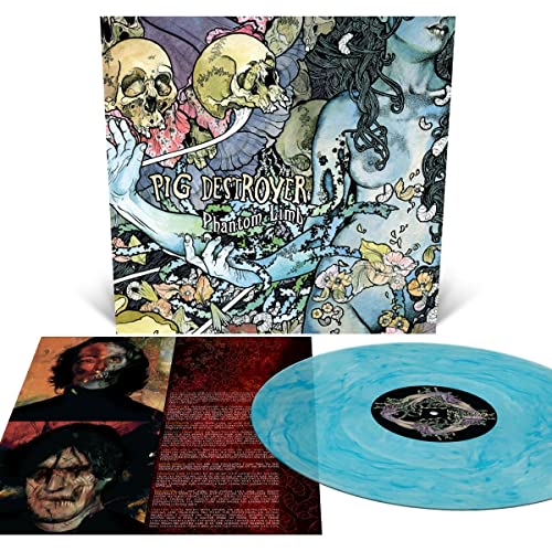 Pig Destroyer "Phantom Limb" vinyl record with skull and floral artwork.
