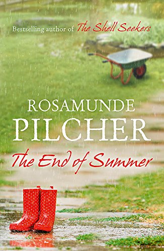 Book cover: red boots, wheelbarrow, and rainy garden scene.