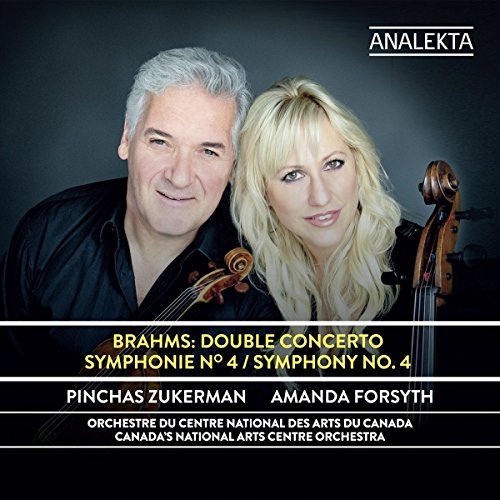 Pinchas Zukerman and Amanda Forsyth with a violin and cello, CD cover.