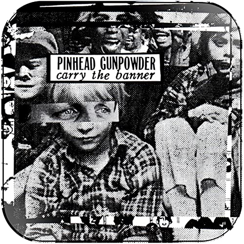 Black and white vinyl record cover with collage of faces.