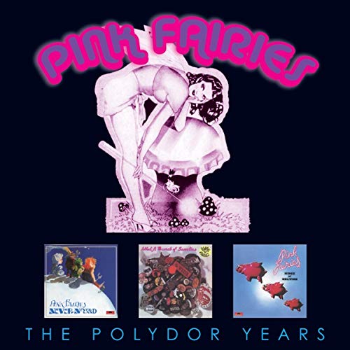 Pink Fairies Polydor Collection CD cover featuring a pin-up fairy and three album thumbnails.