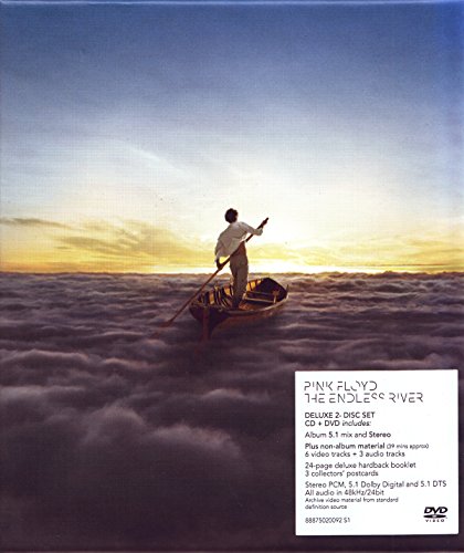 Pink Floyd’s “The Endless River” album cover: man in boat on clouds.