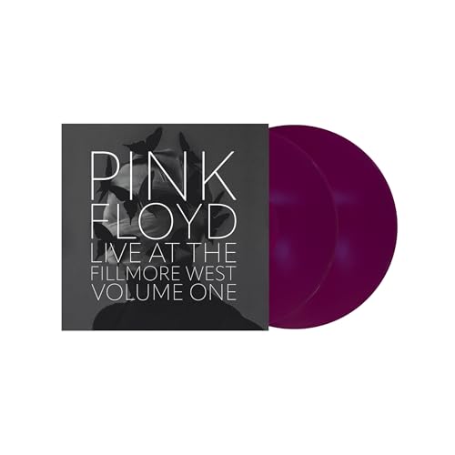 Pink Floyd album cover and purple vinyl record, Fillmore West 1970.