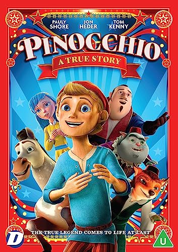 Pinocchio: A True Story" DVD cover featuring animated characters.