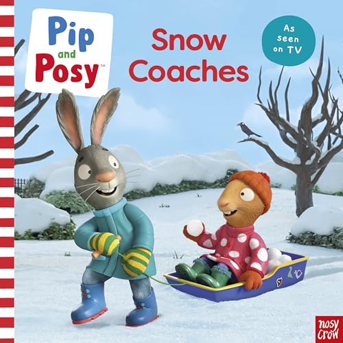 Pip and Posy book cover: rabbit and mouse sledding in snow.