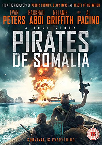DVD cover art showing three men in a boat watching a ship explosion offshore.