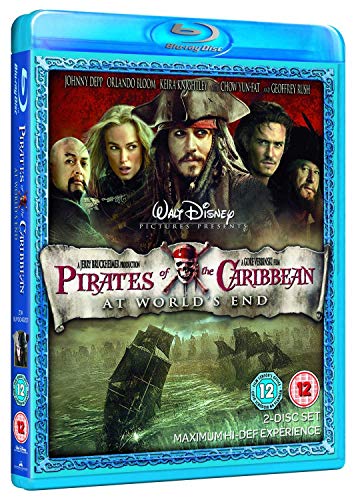 Blu-ray cover for "Pirates of the Caribbean: At World's End" featuring Jack Sparrow.