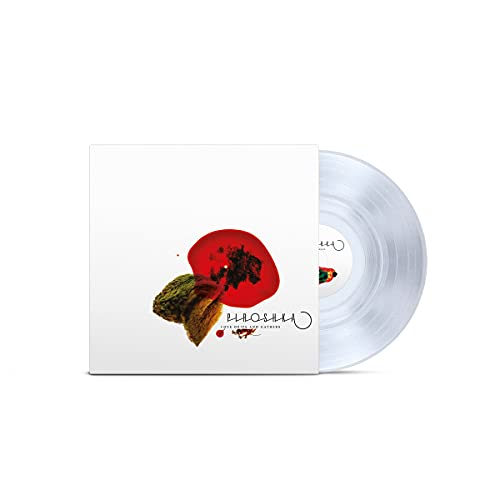 Vinyl record with white cover featuring a red and green floral image.