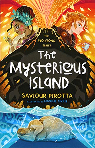 Book cover showing two characters above a dark island silhouette and a sleeping creature.