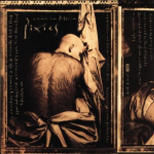 "Vinyl record cover with sepia-toned image of a kneeling figure in robes."
