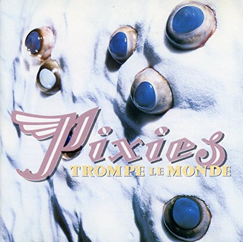 Pixies album cover: close-up of eyes and feathers on a white surface.