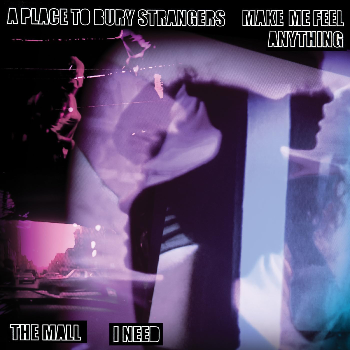 Blurry album cover with a silhouetted figure and text: "Place To Bury Strangers.