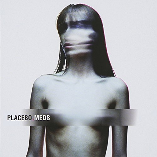 Placebo “Meds” album cover: blurred face, pale skin, minimalist design.
