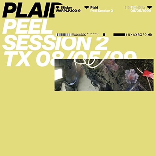 Yellow vinyl record cover for Plaid’s Peel Session 2 with floral imagery.