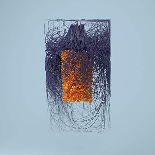 CD case encased in a chaotic, abstract tangle of dark blue threads.