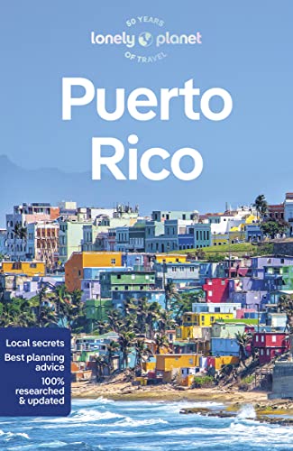 Lonely Planet travel guide to Puerto Rico with colorful coastal town image.