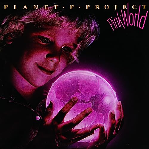 Boy holding a glowing pink globe, album cover for Planet P - Pink World.