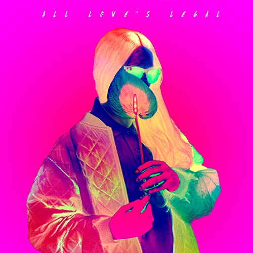 Album cover for Planningtorock’s “All Love’s Legal” featuring a figure in sunglasses.